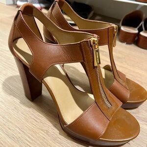 Michael Kors Brown Leather High Heel Sandals Sz 8